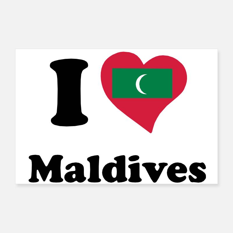 I love Maldives - Ich liebe Malediven Poster 90x60 cm