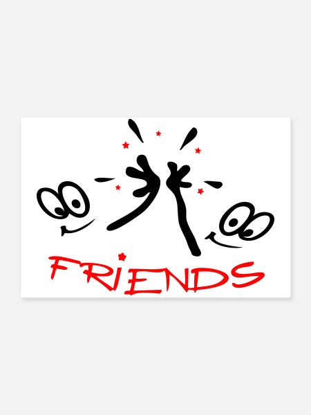 Freunde, Friends, Comic - Poster 90x60 cm - Weiß