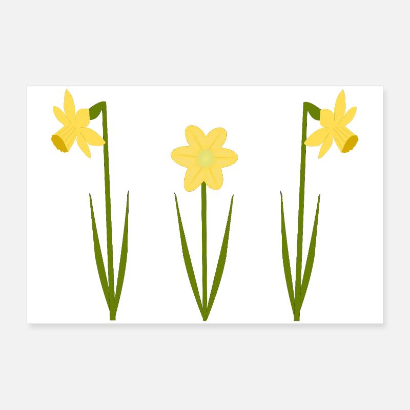 Anniversaire de mars Fleurs de naissance Jonquilles en fleurs Poster 90 x 60 cm