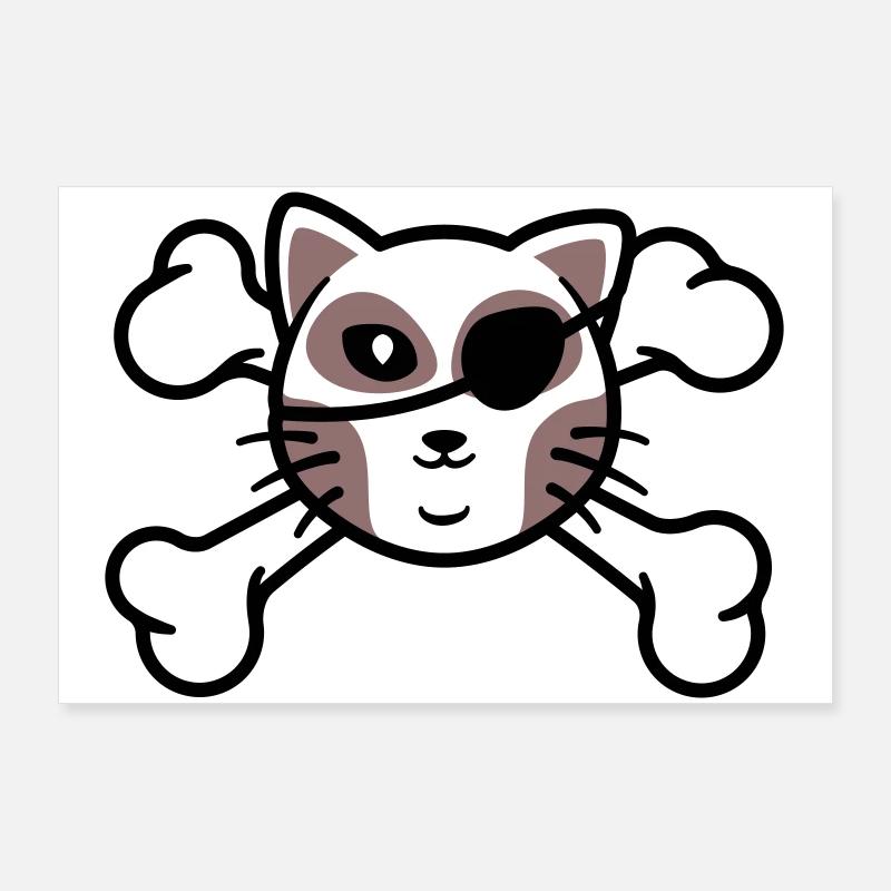 Pirate Kitten Skull Patch Poster 36" x 24" (90x60 cm)