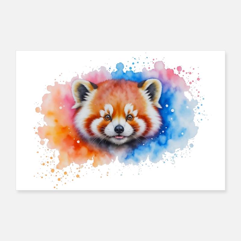 Wasserfarbener Roter Panda Splash Poster 90x60 cm