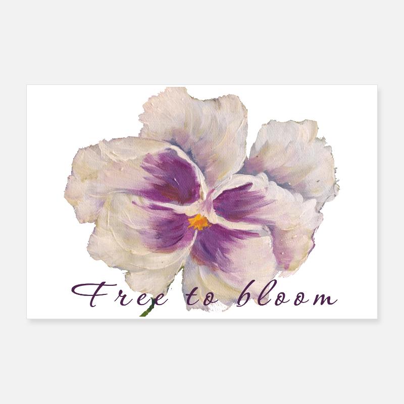 Peinture de fleurs en pensée blanche - Libre de fleurir Poster 90 x 60 cm