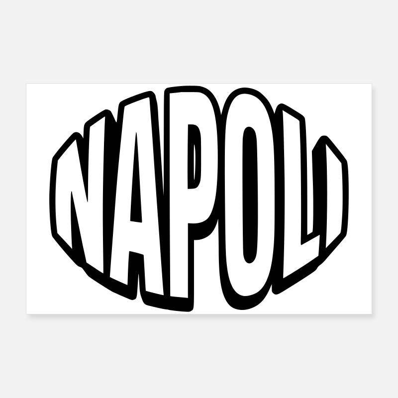 Napoli runde Typografie - Poster 90x60 cm - Weiß