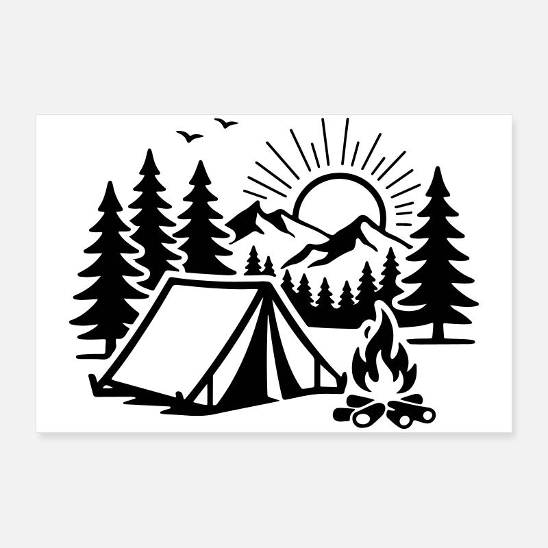 Camp nature sous tente Poster 90 x 60 cm