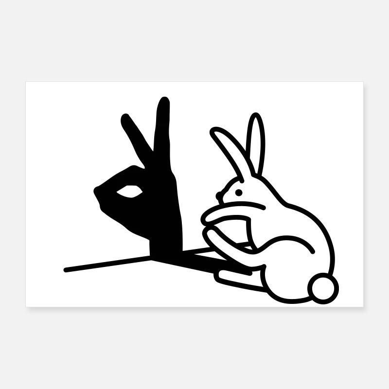 Funny Rabbit Hand Shadow Projection Rabbit Poster 36" x 24" (90x60 cm)
