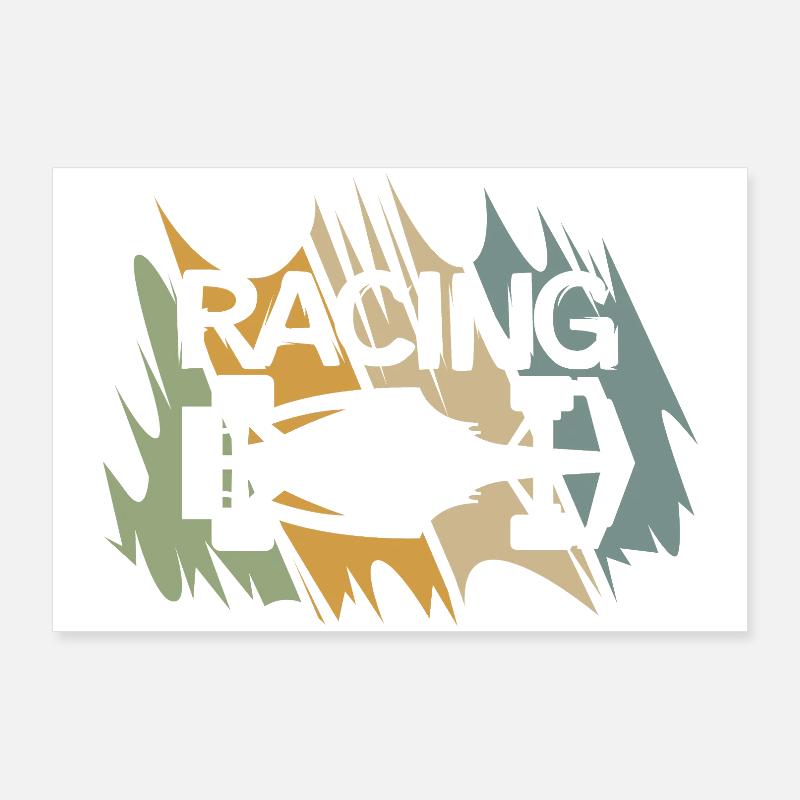 Design de course de formule rétro pour les fans de sport automobile Poster 90 x 60 cm