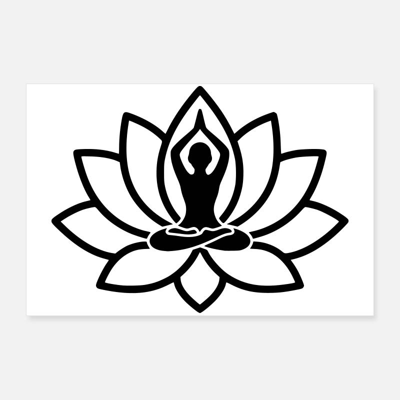 Silhouette de fleur de lotus de yoga Poster 90 x 60 cm