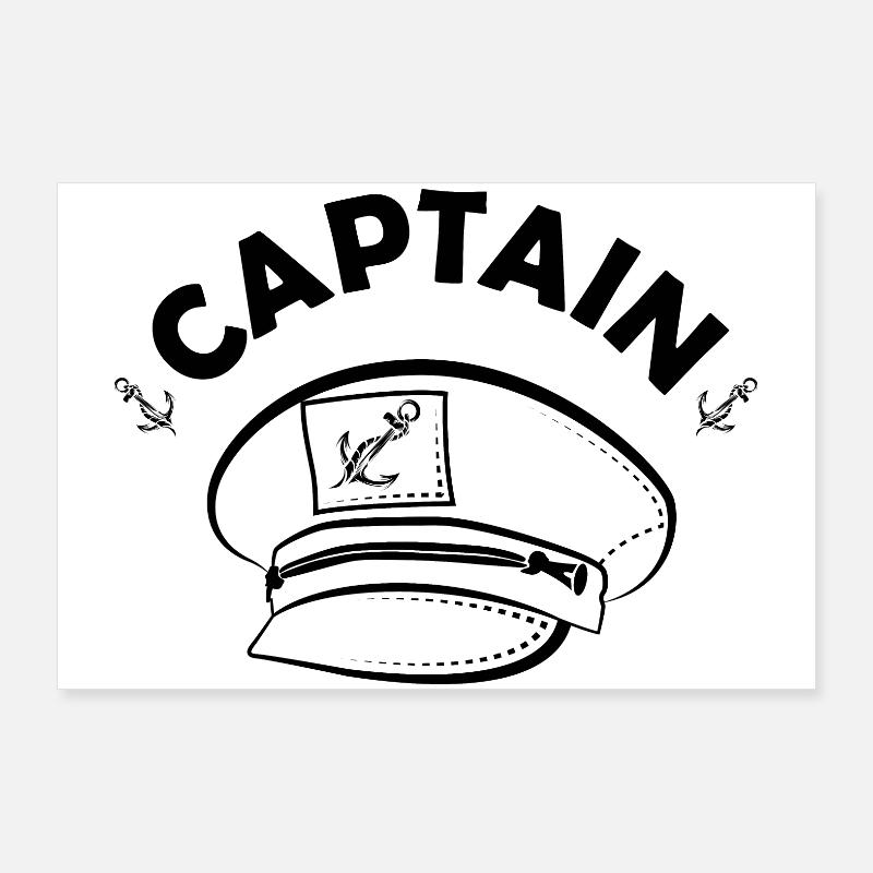 captain cap anchor boat ship icon icon team Poster 36" x 24" (90x60 cm)