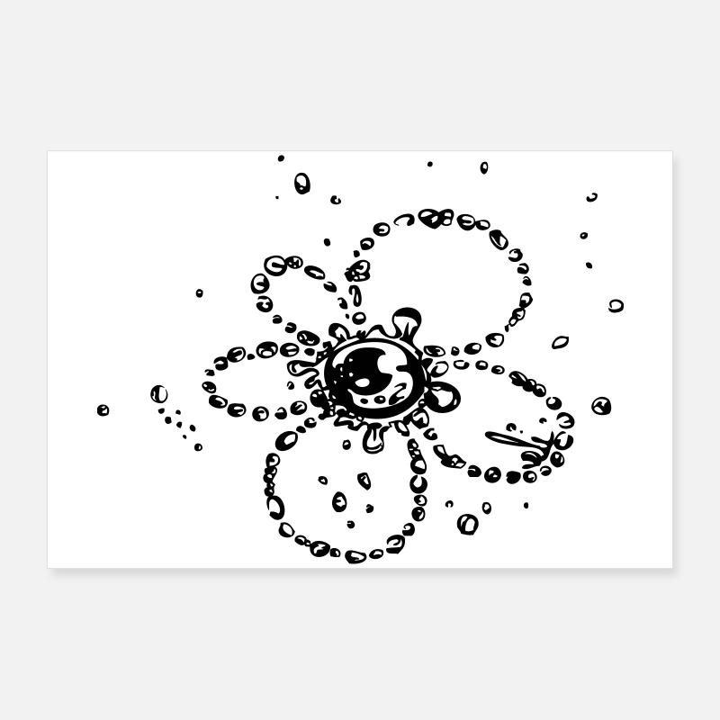 Fleur de gouttes d'eau Poster 90 x 60 cm