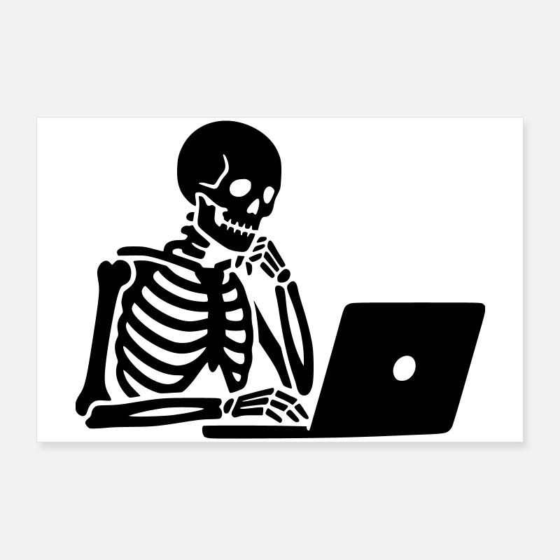 Skeleton on laptop computer Poster 36" x 24" (90x60 cm)