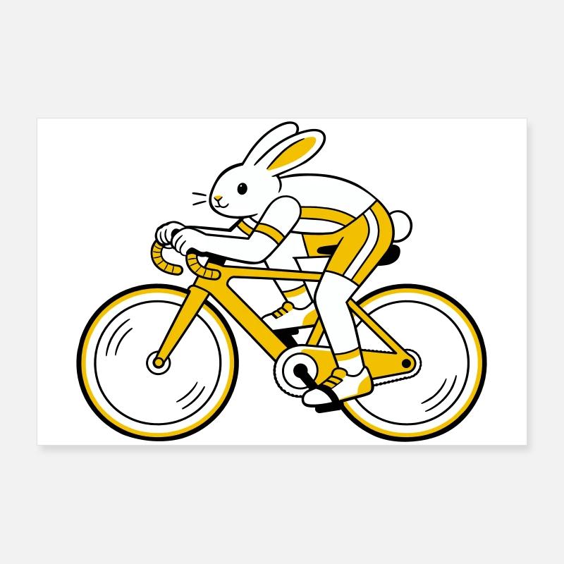 Lièvre sur un vélo de course Poster 90 x 60 cm