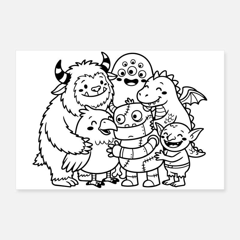 Monster niedlich Poster 90x60 cm