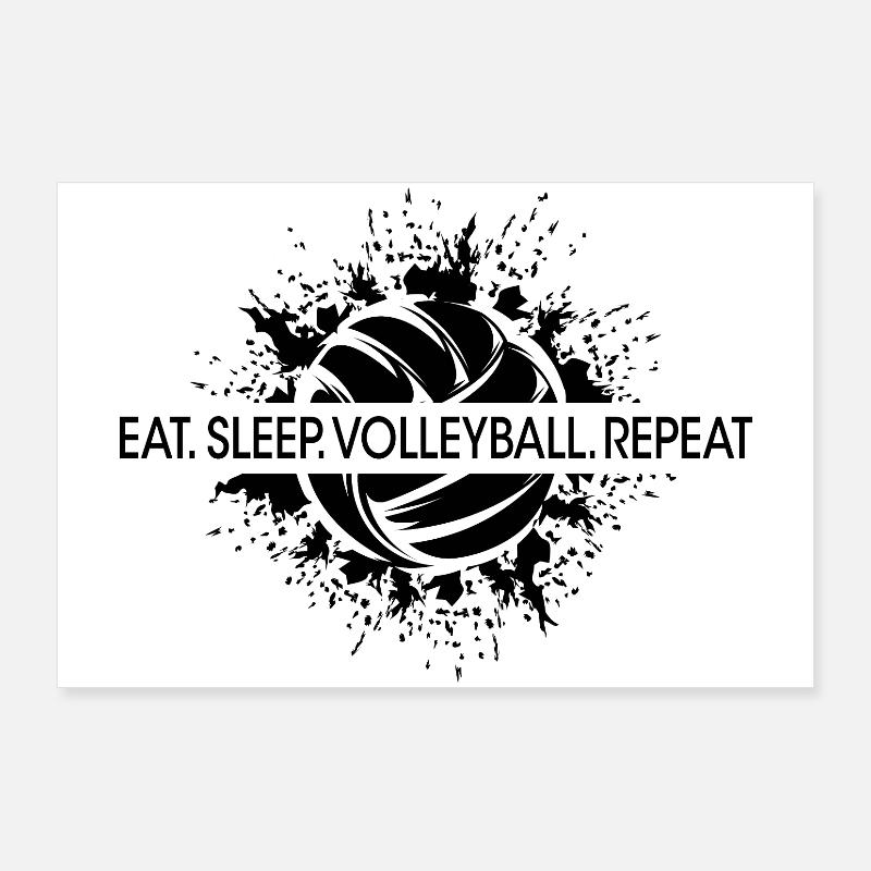 manger dormir volley-ball répéter Logo de beach-volley Poster 90 x 60 cm