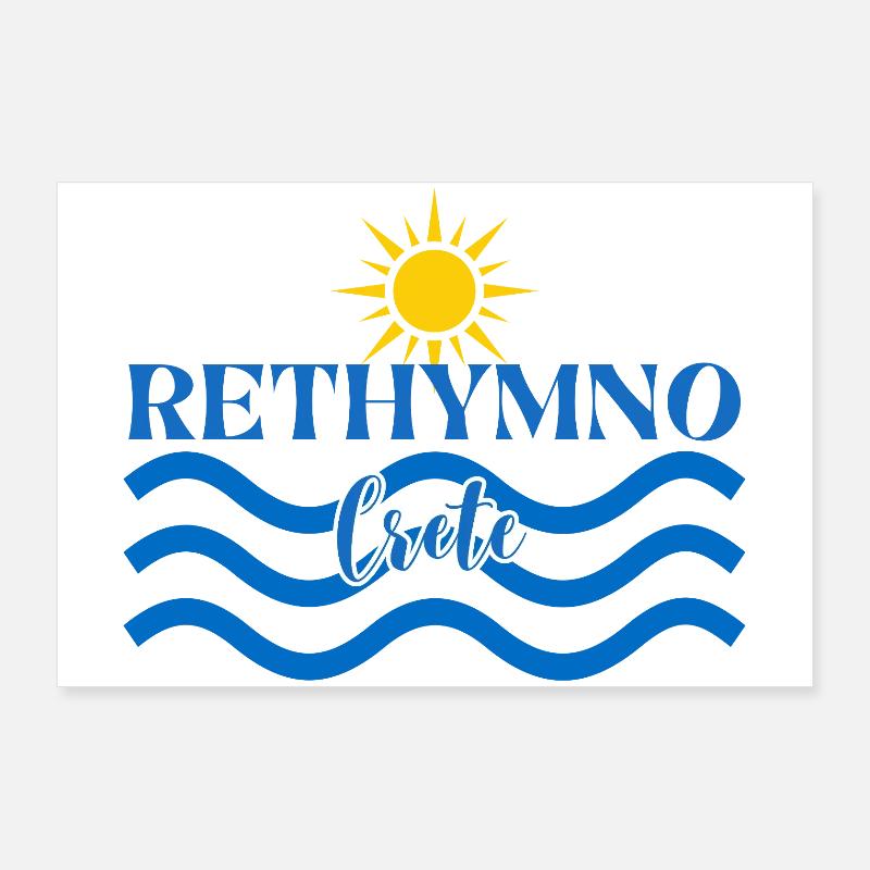 Conception de la vague du coucher de soleil de Réthymnon Poster 90 x 60 cm