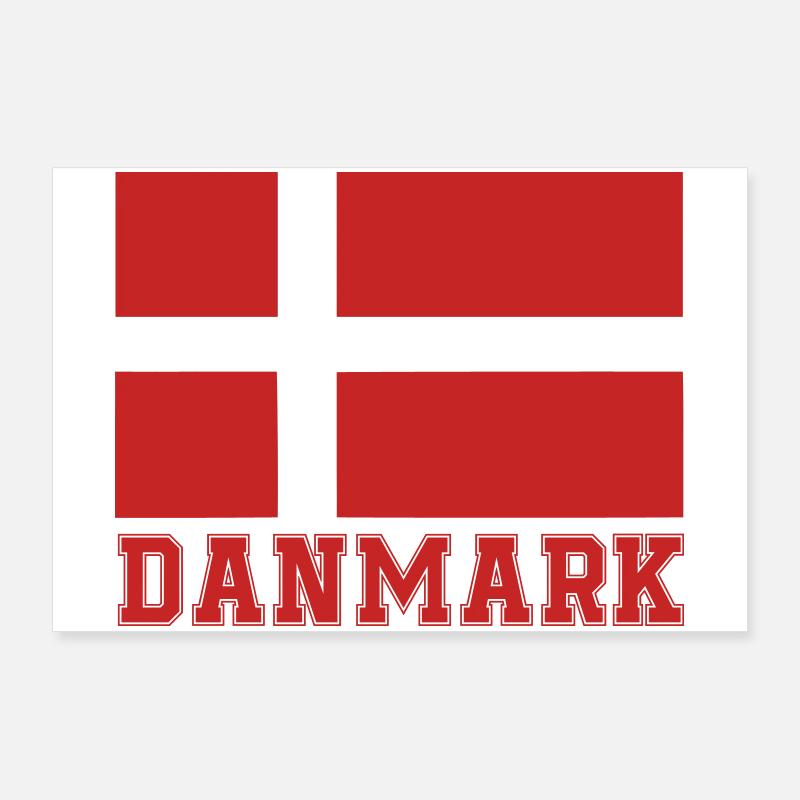 Danmark Geometric Flag Poster 36" x 24" (90x60 cm)