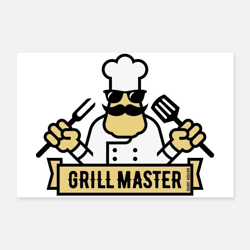 Grill Master (Grillen / Grillen / BBQ / 3C) Poster 90x60 cm