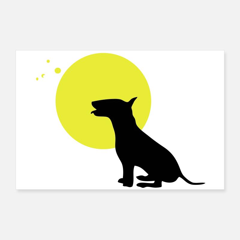 lune de chien de bull-terrier Poster 90 x 60 cm