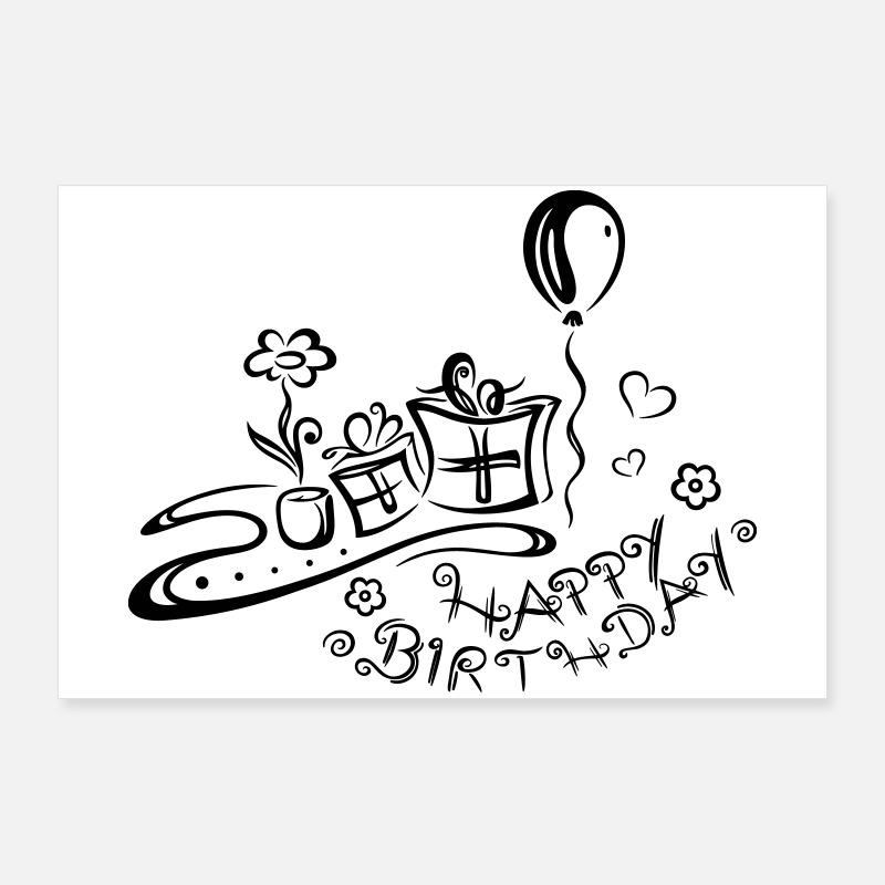 Joyeux anniversaire, félicitations Poster 90 x 60 cm