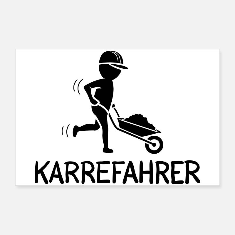 Bauarbeiter mit Schubkarre – KARREFAHRER Poster 90x60 cm