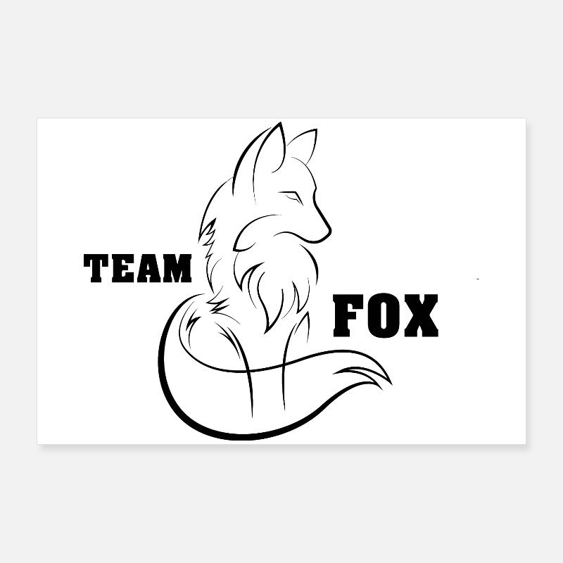 Icône Team Fox Fox Icône Logo de dessin Poster 90 x 60 cm