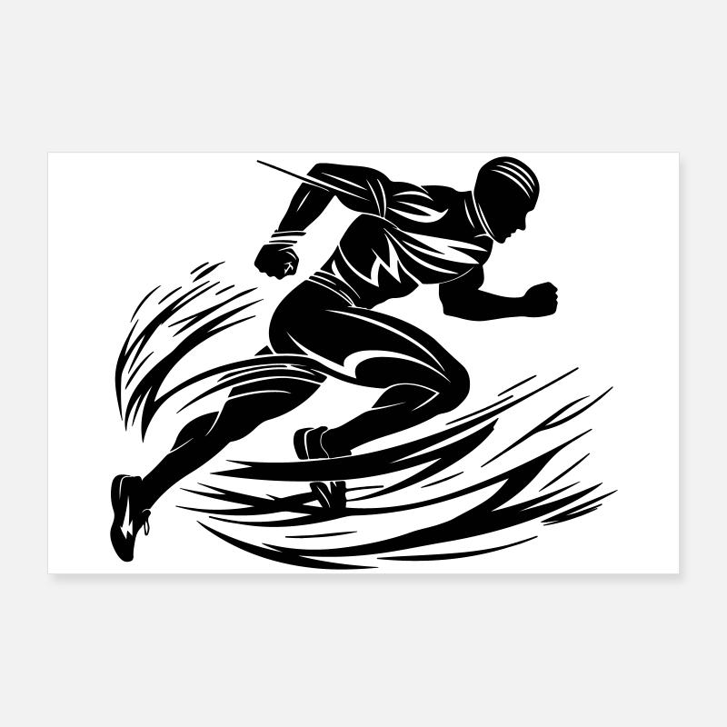 Sprinter en mouvement Poster 90 x 60 cm