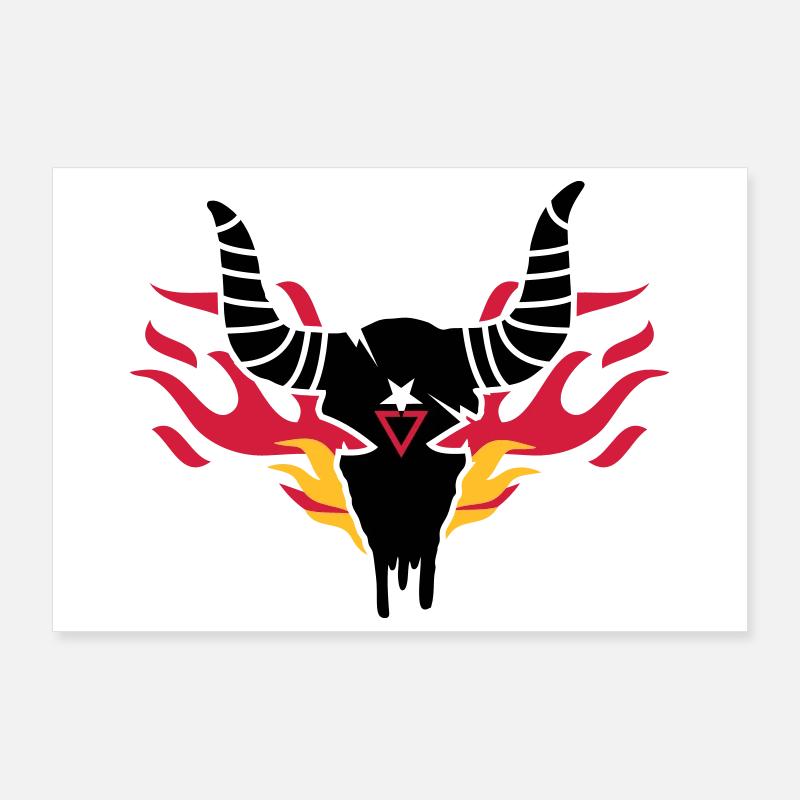Bull skull with flames Poster 36" x 24" (90x60 cm)