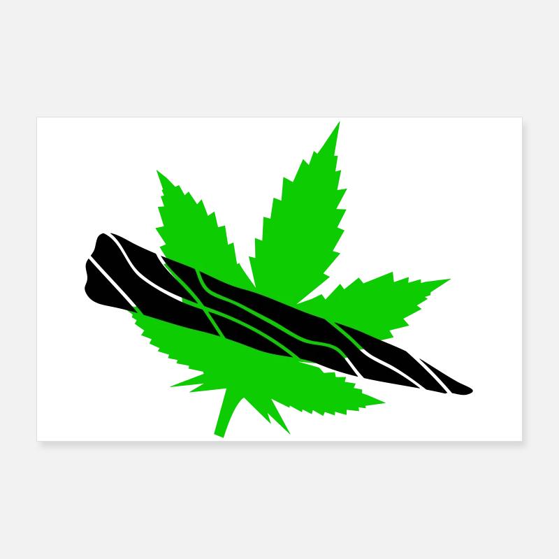 Green Leaf Silhouette Design Poster 36" x 24" (90x60 cm)