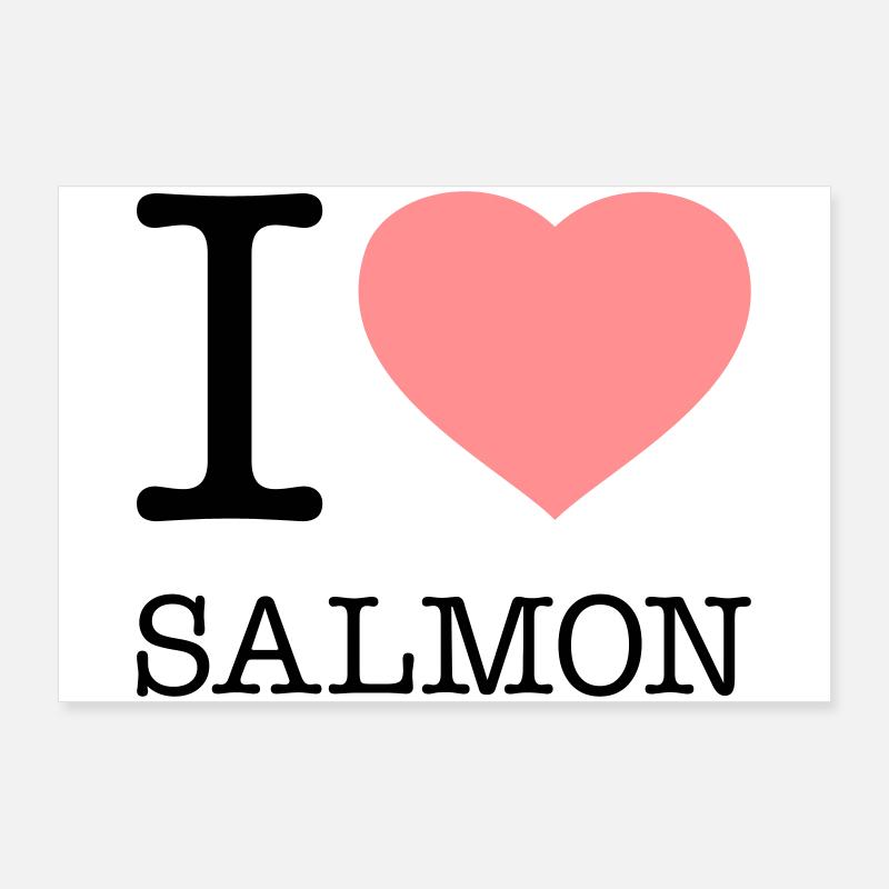 I LOVE SALMON Fish Poster 36" x 24" (90x60 cm)