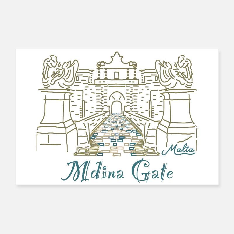 Mdina Gate, Malte Poster 90 x 60 cm