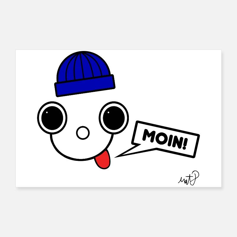 Koppie Moin avec Beanie Poster 90 x 60 cm