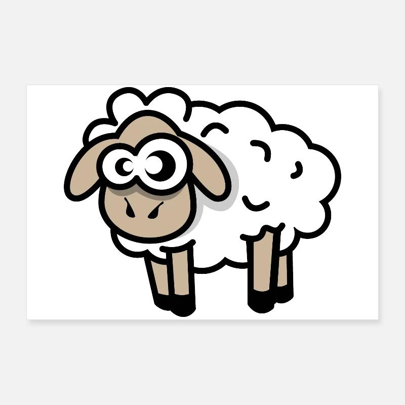 sheep comic funny cool cartoon sheep icon Poster 36" x 24" (90x60 cm)