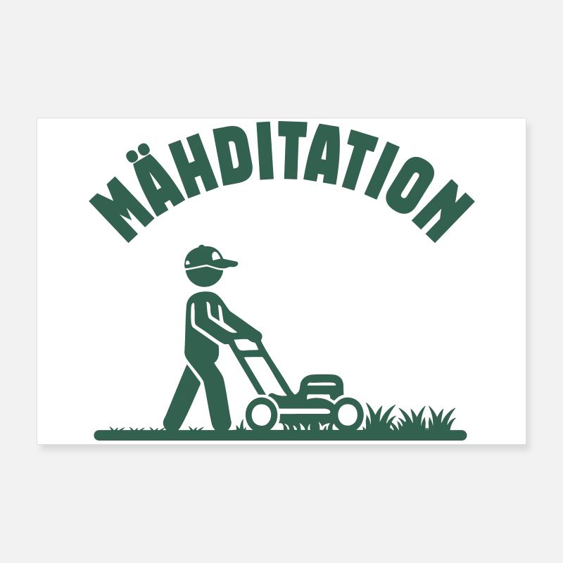 Mowing Lawn Mower Fan Poster 36" x 24" (90x60 cm)