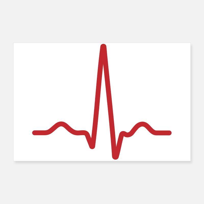 Bold Red Ecg Pulse Line Poster 36" x 24" (90x60 cm)