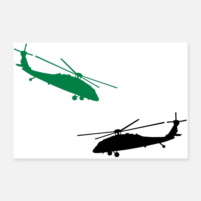 hubschrauber helikopter militär - Poster 90x60 cm - Weiß