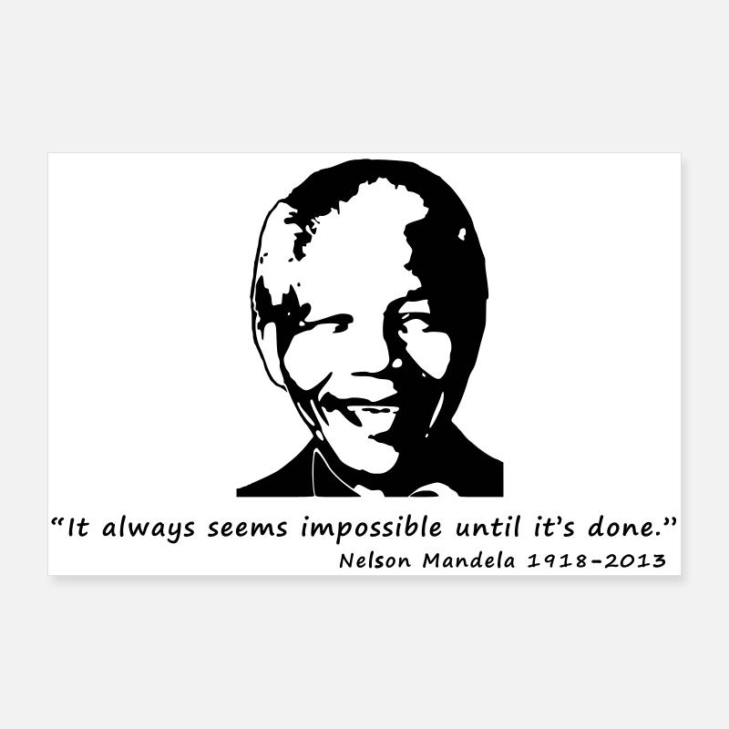 Nelson Mandela - Poster 90x60 cm - Weiß