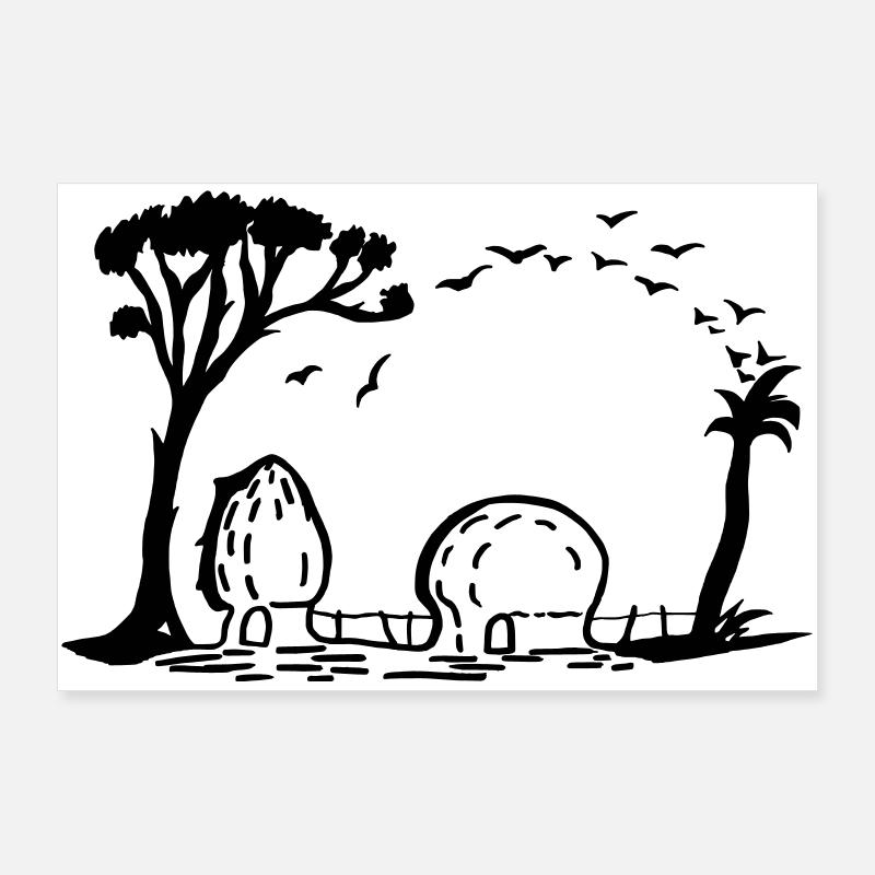 Elephant Village Optical Illusion Poster 36" x 24" (90x60 cm)