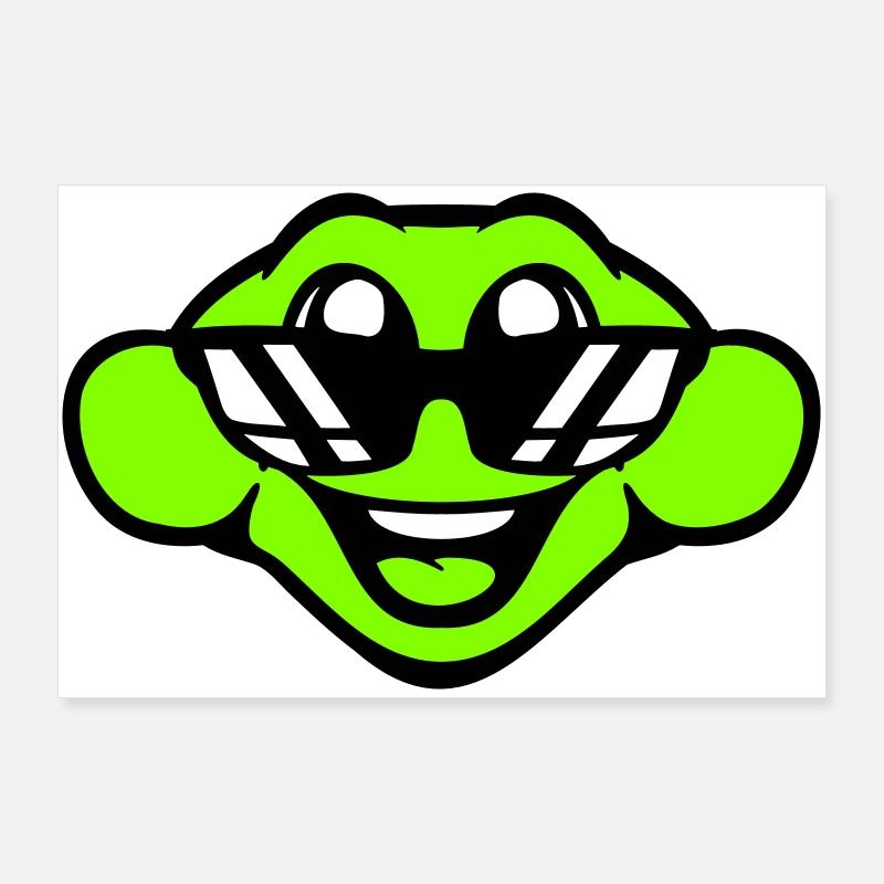 frog toad cool sunglasses laughing happy cute Poster 36" x 24" (90x60 cm)