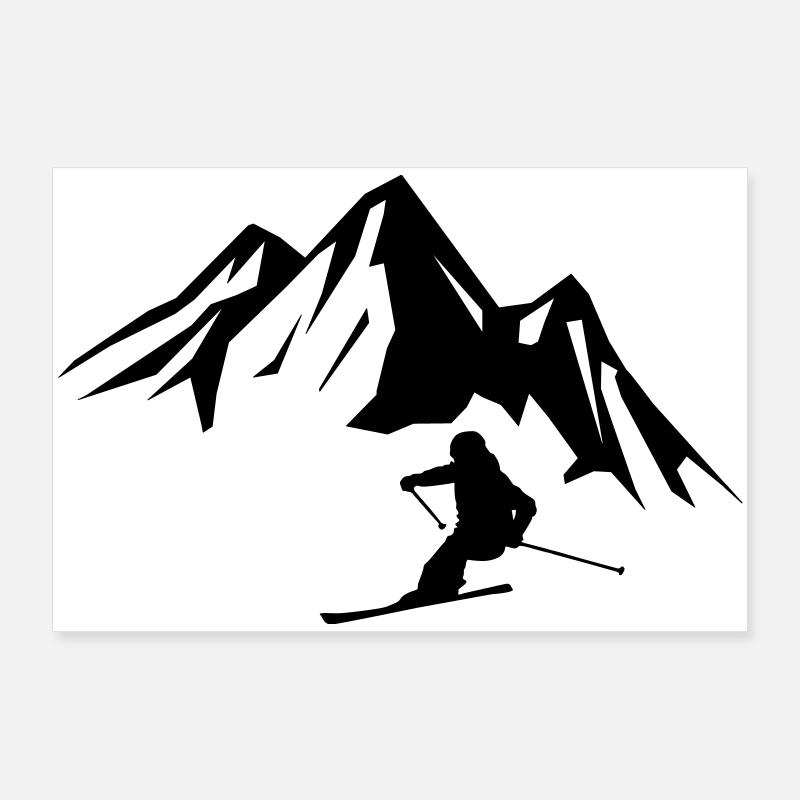 Mountains Skiers Poster 36" x 24" (90x60 cm)