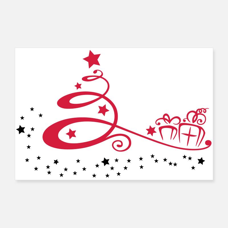 Weihnachtsbaum mit Sternen und Geschenken Poster 90x60 cm