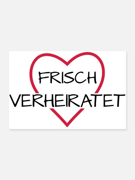 Frisch verheiratet Herz Hochzeit Hochzeitsreise - Poster 90x60 cm - Weiß - Vorne