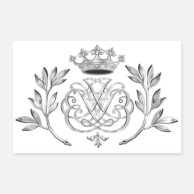 Bach Siegel, Monogramm, Wappen, Insignien - silber Poster 90x60 cm