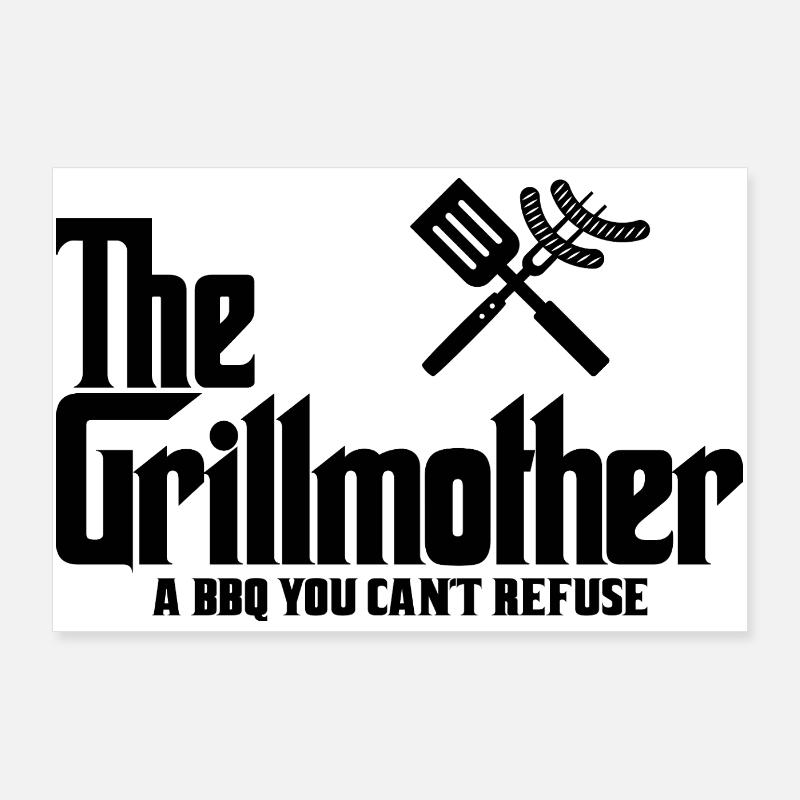 Die Grillmutter - Poster 90x60 cm - Weiß