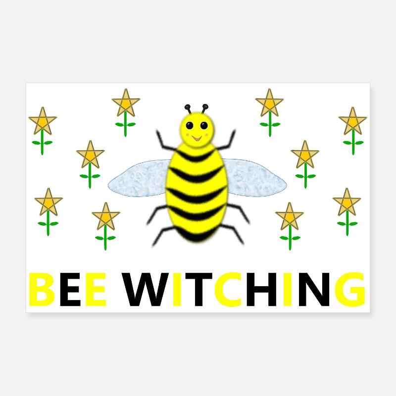 Bee Witching Pagan Bee and Pentacle Daffodils Poster 36" x 24" (90x60 cm)