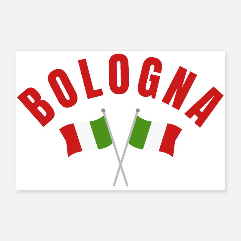 Emblème de Bologne avec drapeaux italiens croisés Poster 90 x 60 cm
