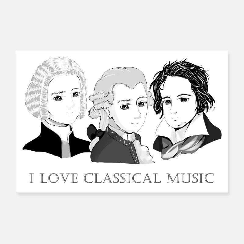 Bach - Mozart - Beethoven im Chibi-Style Poster 90x60 cm
