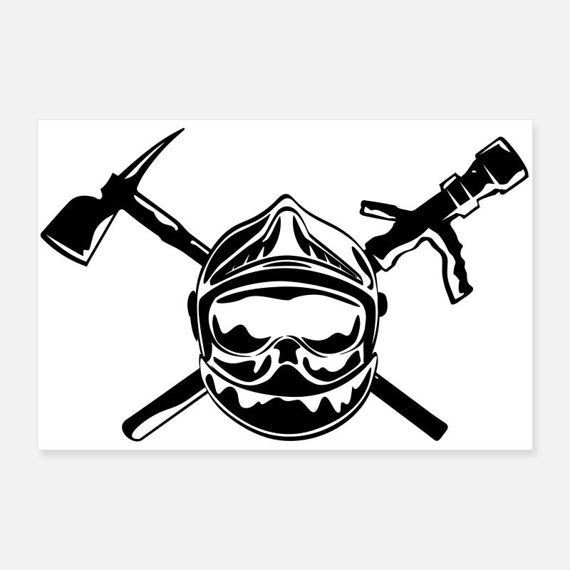 casque_pompier_hache et lance Poster 90 x 60 cm