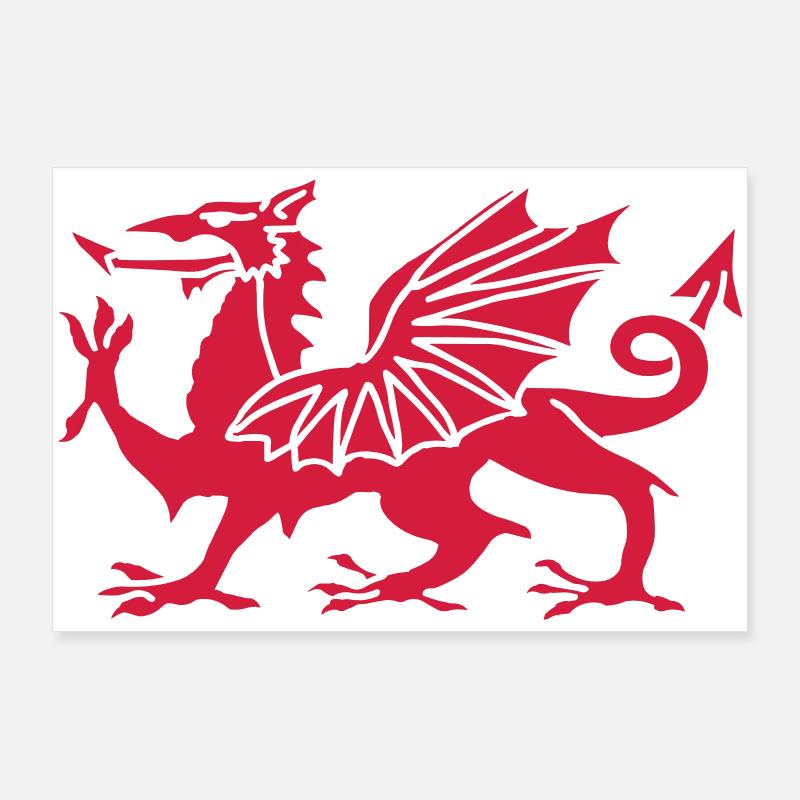 Welsh Dragon - Poster 36" x 24" (90x60 cm) - white