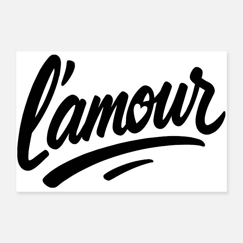 L'amour – Love Script - Poster 36" x 24" (90x60 cm) - white