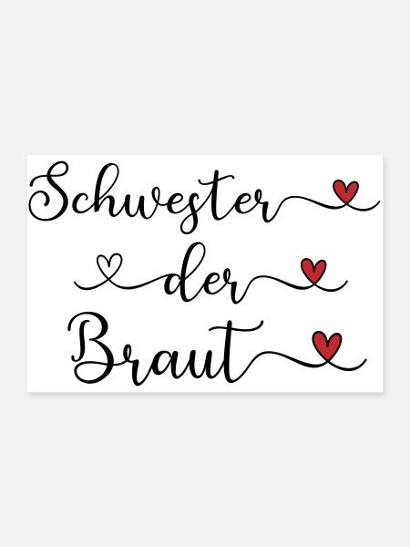 Schwester der Braut niedliches Design mit Herz - Poster 90x60 cm - Weiß - Vorne