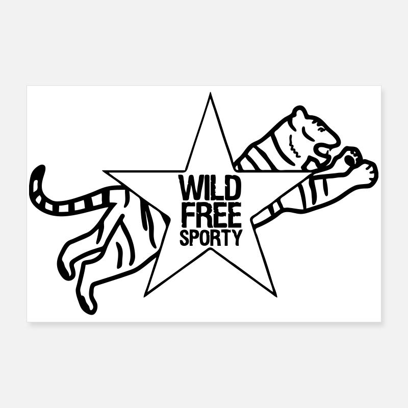 Sport Sportler Tiger Tier Fun Sprüche Geschenk - Poster 90x60 cm - Weiß
